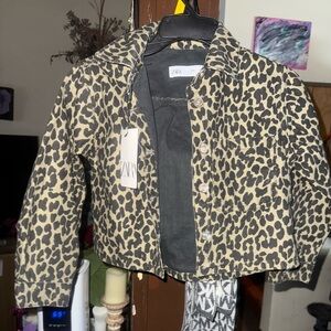 BNWT ZARA GIRLS SIZE 8-9 LEOPARD JEAN JACKET